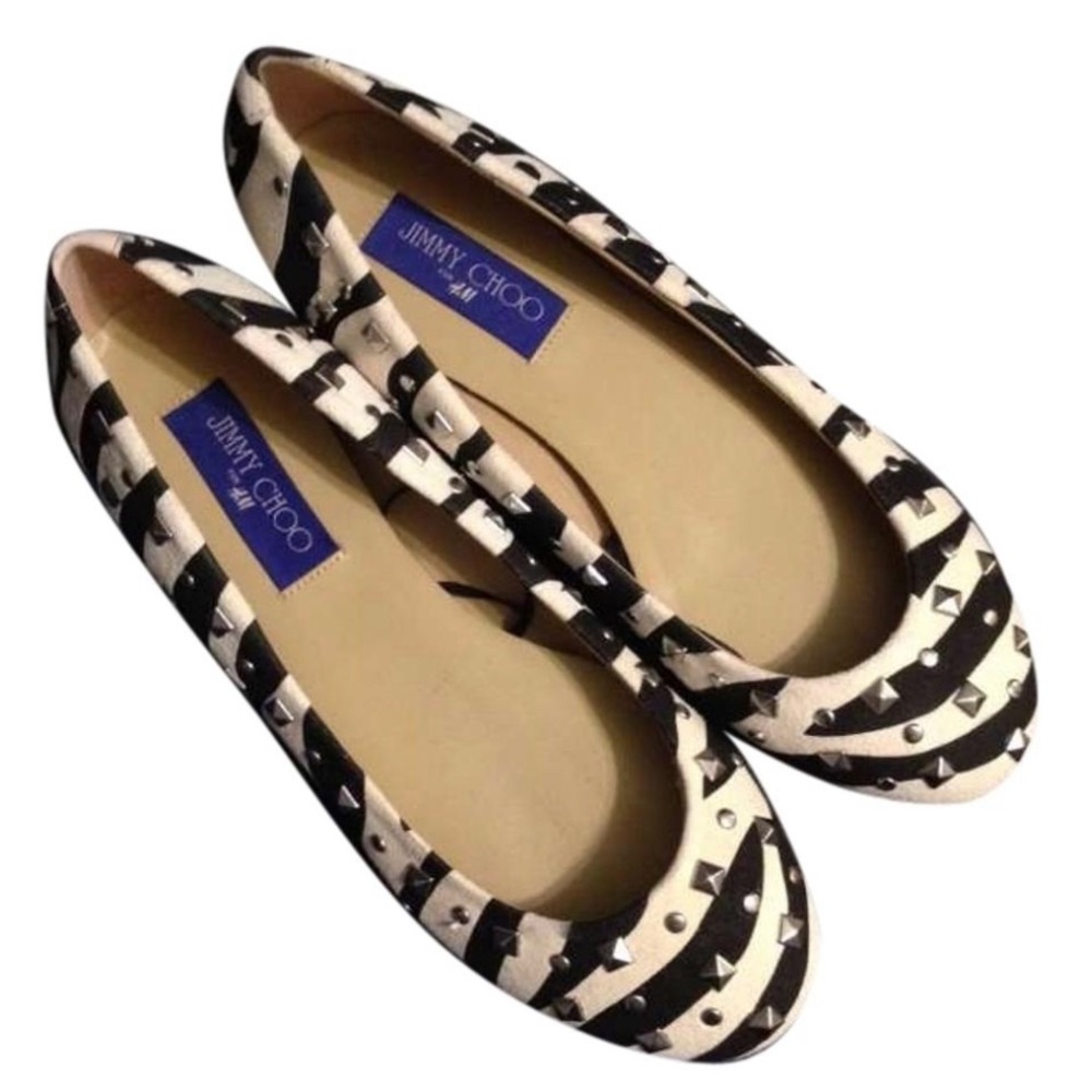 Jimmy Choo for H&M Studded Zebra Stripe Flats Sz 36 NEW